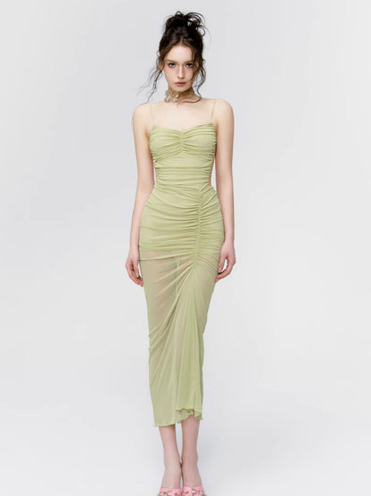 Sexy Sheer Tigth Slit Side-Open Gather One-Piece