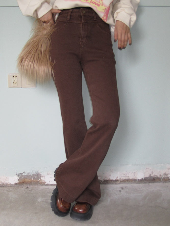 Velvet épais décontracté simple pantalon