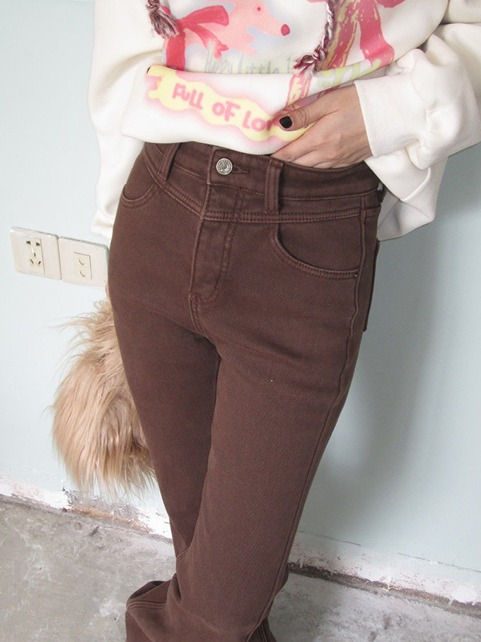 Velvet Thick Casual Simple Clare-Pants