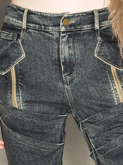 Denim Nichi verblasste Vintage-Flare-Hosen