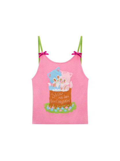 Cat Stretch Colorful Fancy Knit Camisole