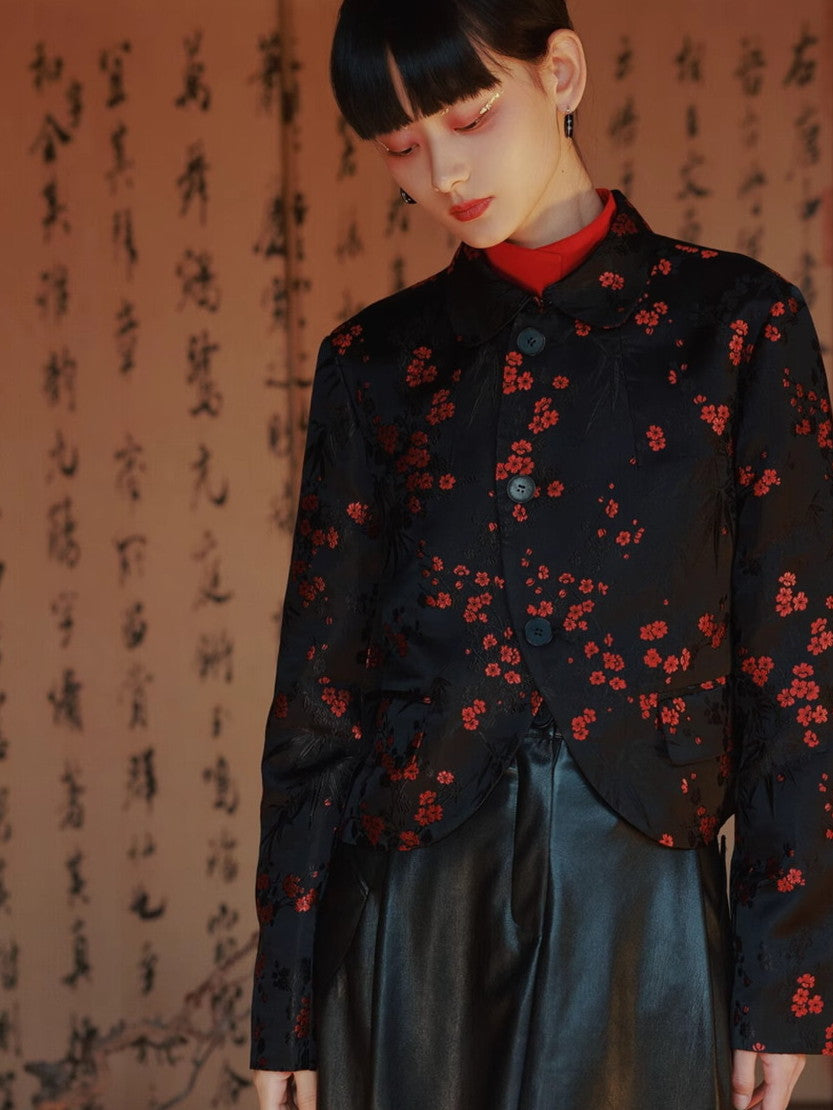 Embroidery Flower China Mao-Collar Chic Jacket