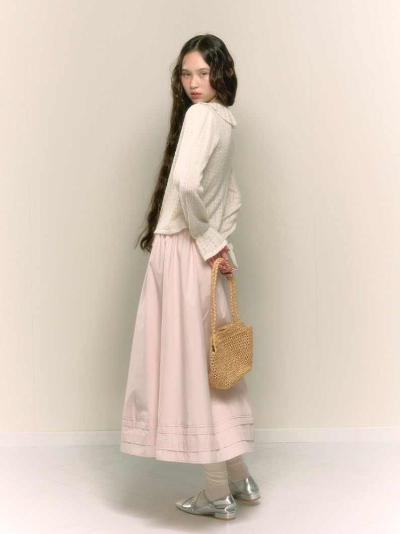 Flare Girly Plain Fénine Long-Skirt