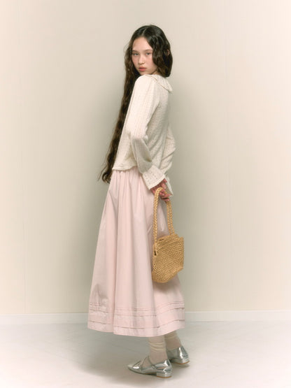 Flare Girly Plain Fénine Long-Skirt