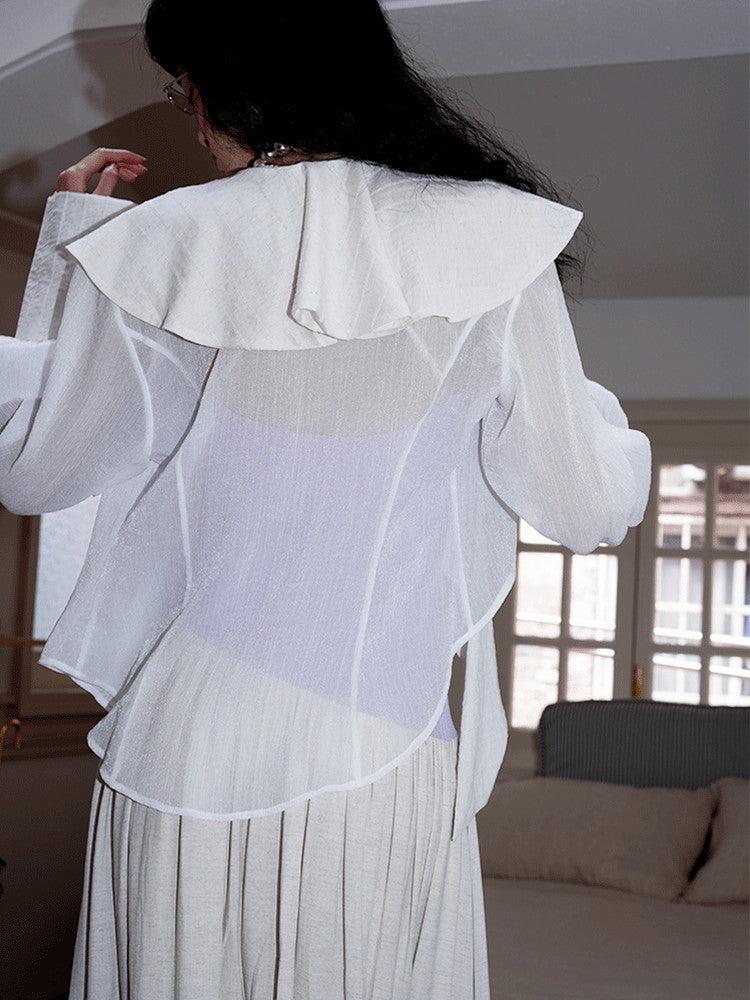 Asymmetry Ruffle Nichi Sheer Shirt