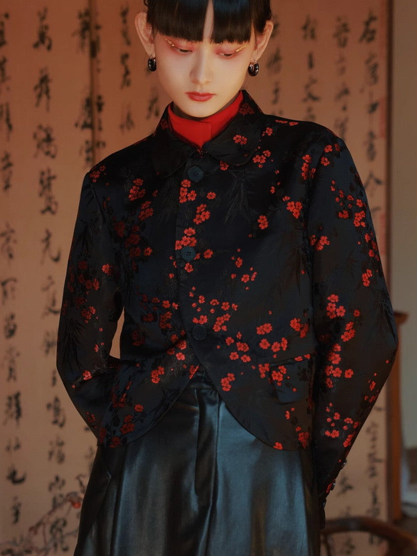 Embroidery Flower China Mao-Collar Chic Jacket