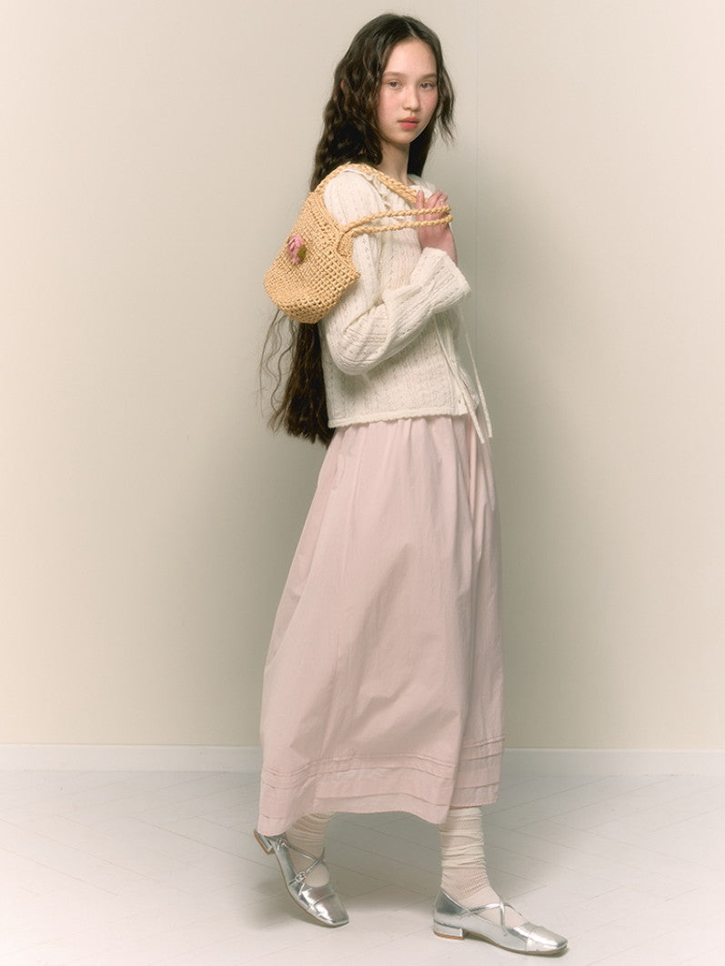 Frill Punching Wool Feminine Candy-Sleeve Knit