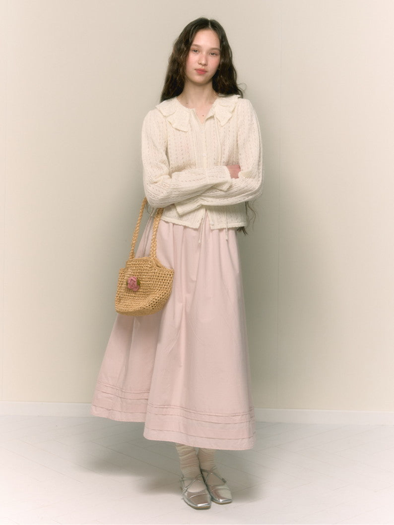 Flare Girly Plain Fénine Long-Skirt