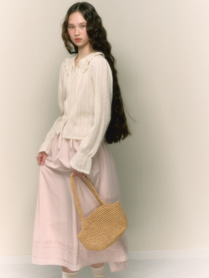 Frill Punching Wool Feminine Candy-Sleeve Knit