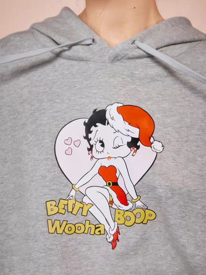 Betty übergroße Schweiß Hoodie süße Retro Girly Parka