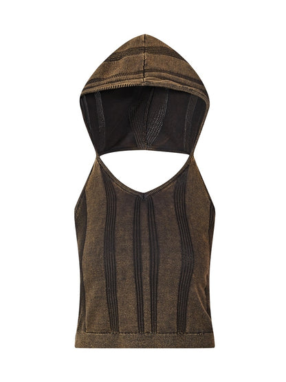 Hoodie Sleeveless Knit Tops