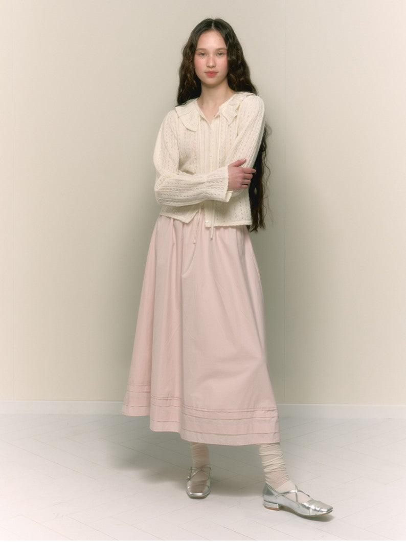 Flare Girly Plain Fénine Long-Skirt