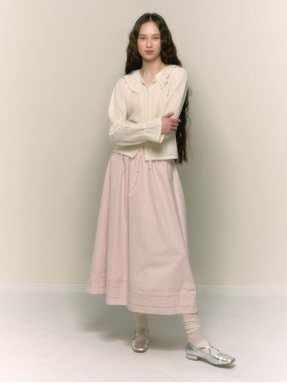 Flare Girly Plain Feminine Long-Skirt