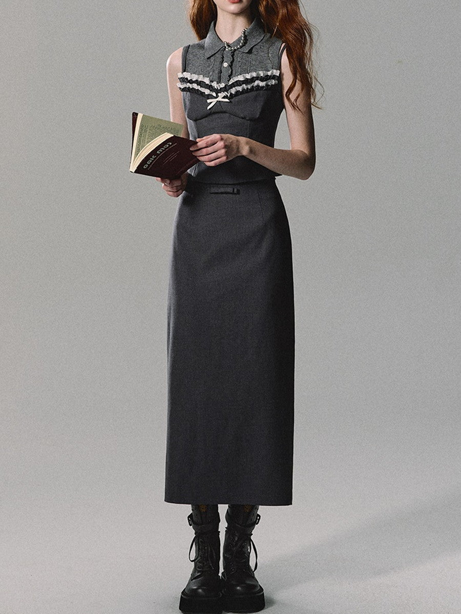 Pencil Plain Simpl High-Waist Long-Skirt