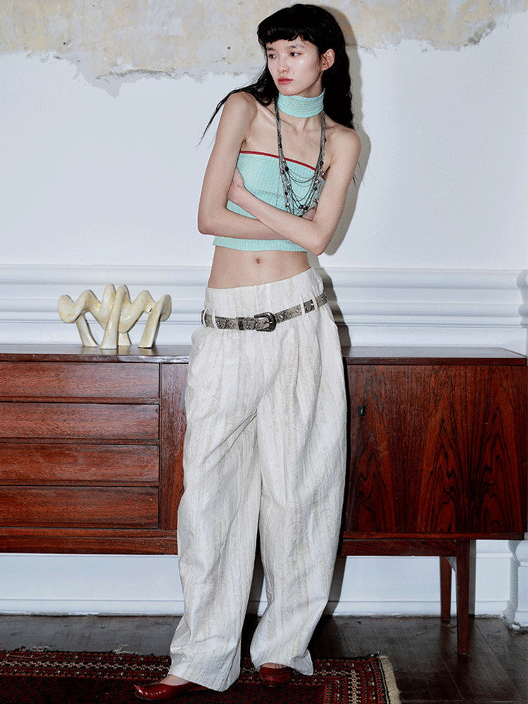 Summer Wrinkled Loose High-Waist Wide-Pants