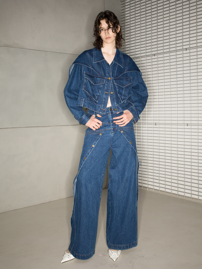 Denim Nichi Set-Up Casual Jacket&amp;Wide-Pants