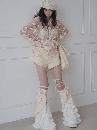 Lace Tiered Flare Fancy Ribbon Leg-Warmer