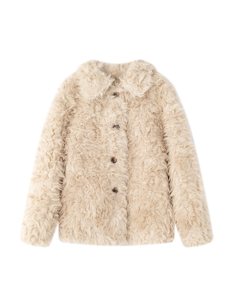 Fluffily Retro Oversize Winter Warm Boa-Jacket