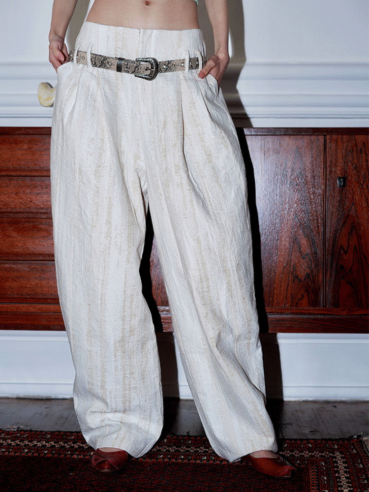 Summer Wrinkled Loose High-Waist Wide-Pants