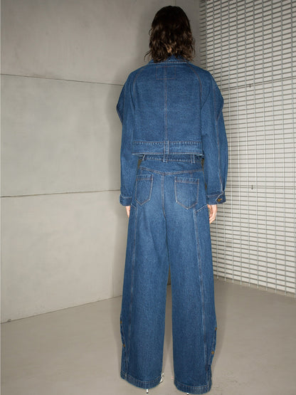 Denim Nichi Set-Up Casual Jacket&amp;Wide-Pants