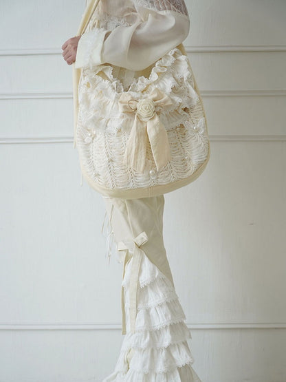 Pearl Lace Ribbon Large Frill Lace Bag