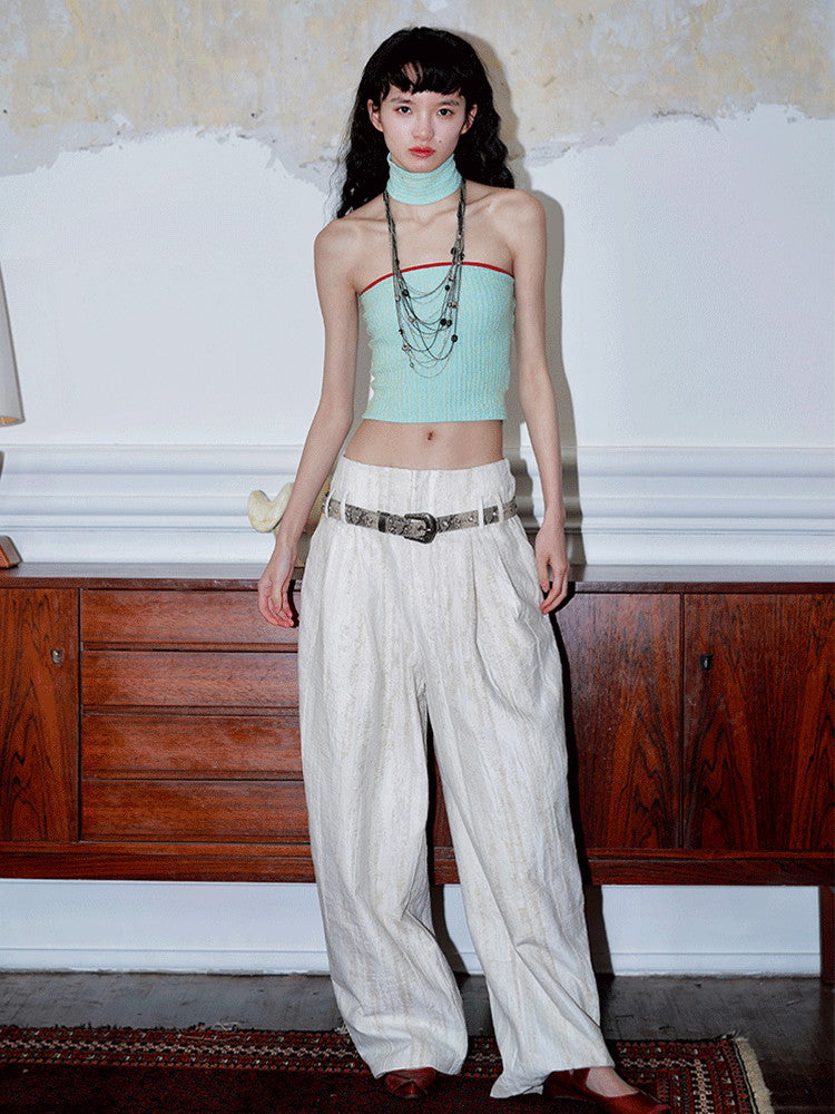 Summer Wrinkled Loose High-Waist Wide-Pants