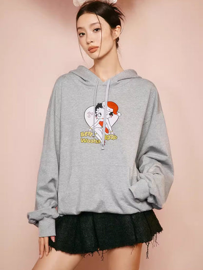 Betty Oversize Sweat Hoodie Cute Retro Girly Parka