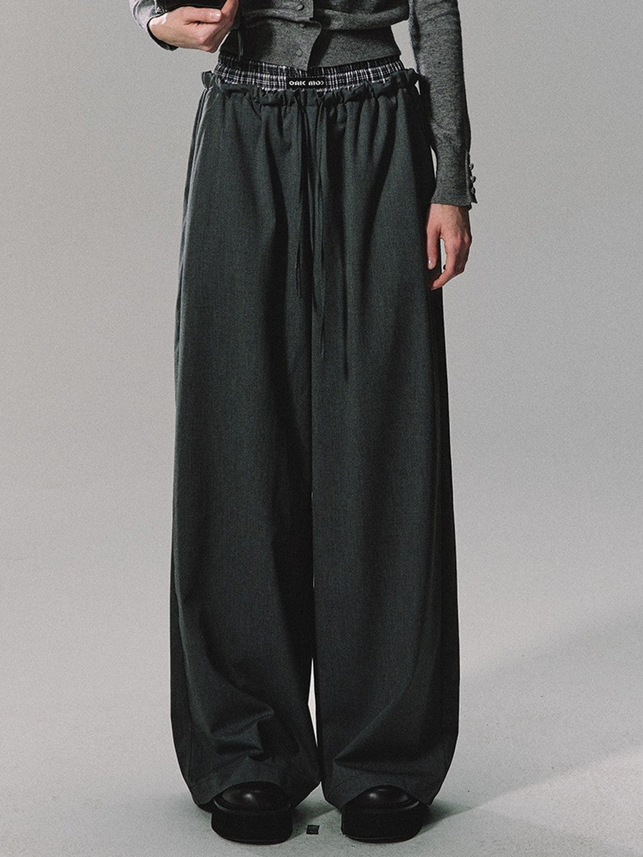 Simple Plain High-Waist Classy Wide-Pants