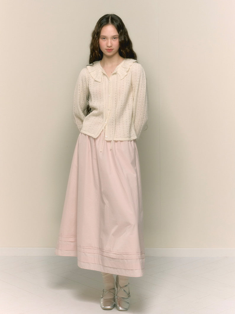 Flare Girly Plain Fénine Long-Skirt