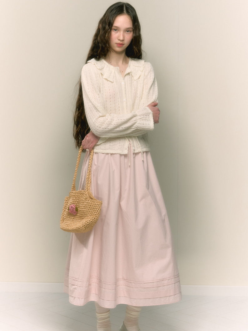 Flare Girly Plain Fénine Long-Skirt