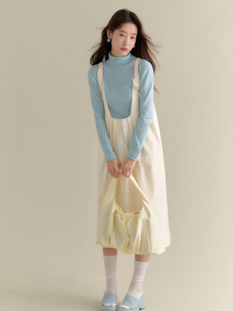 Flower Petal Layered Plain Flare Dress Flower Petal Layered Plain Flare Dress