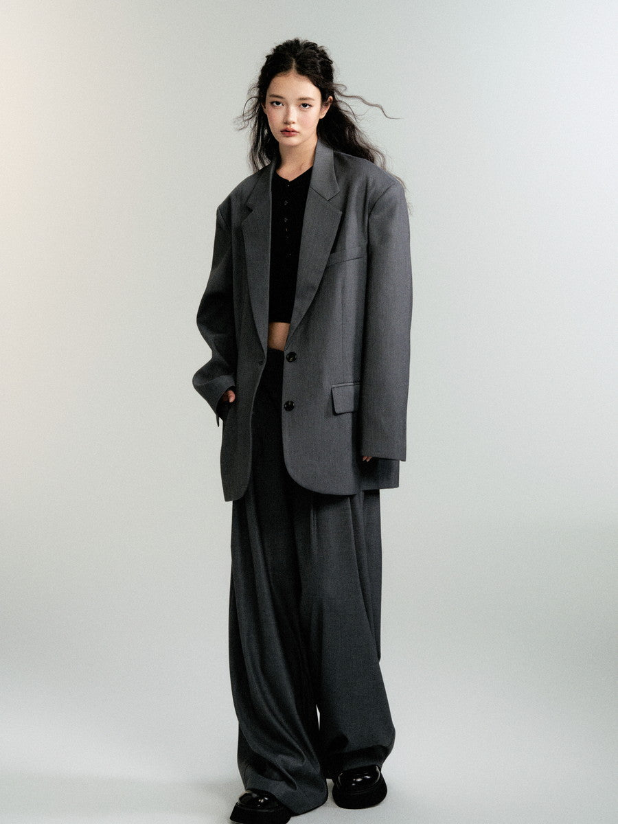 Set-Up Suit Simple Classy Ovresize Jacket＆Pants