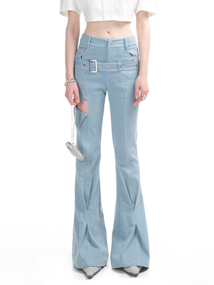 Nichi Coute Cut Cut High-Waist Flare Pants