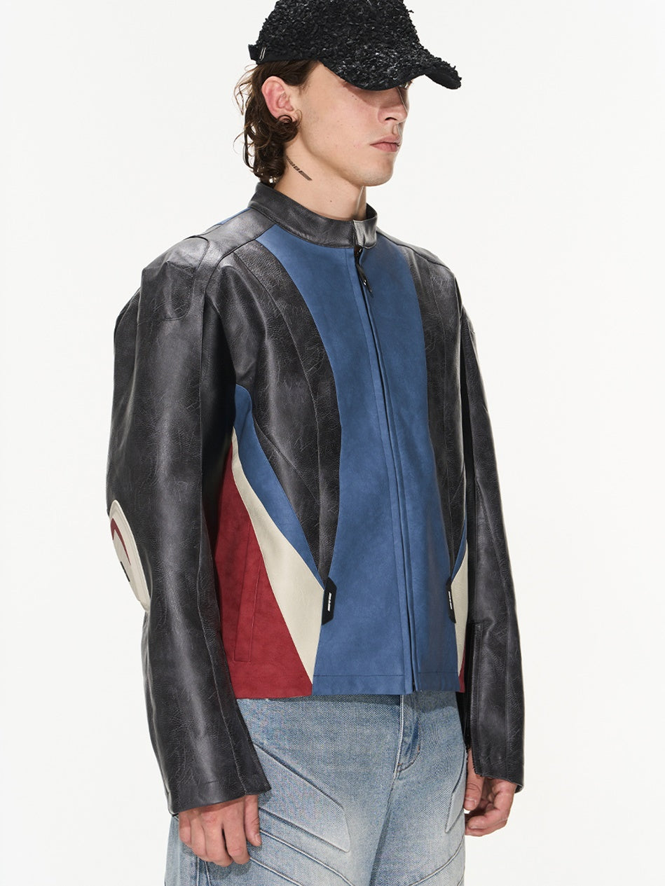 Slim Leather Multi-Color No-Collar Jacket – ARCANA ARCHIVE