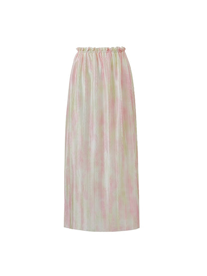 Crumping tie-dye pale-tone mince-skirt