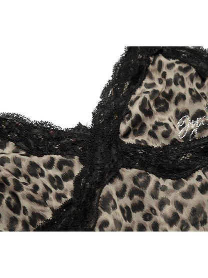 Leopard Lace Animal Sexy Camisole Ein Stück