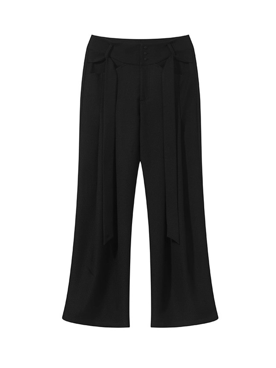 Plain High-Waist Loose Casual Pants