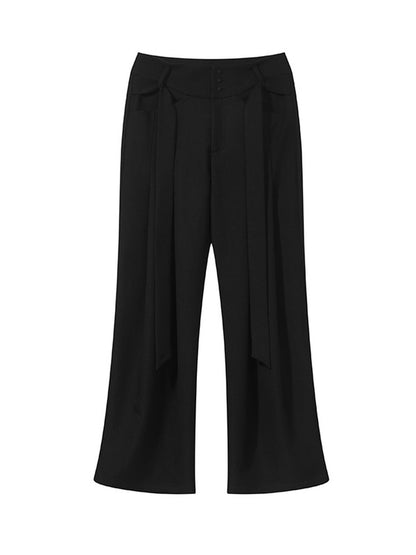 Plain High-Waist Loose Casual Pants