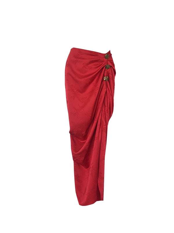 Drape Elegant Asymmetry Nichi Long-Skirt