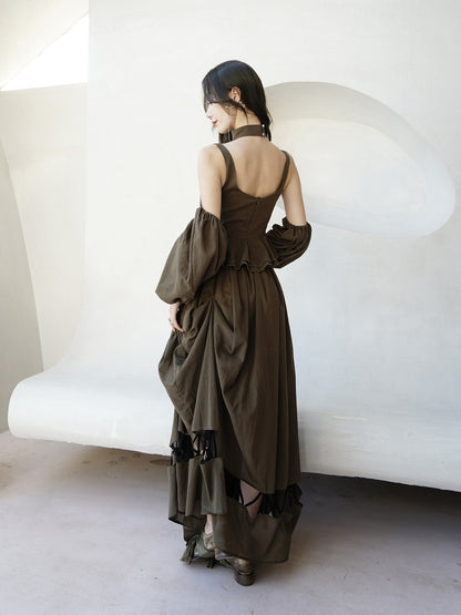 Asymmetry Drape Long Elegant Panel-Skirt