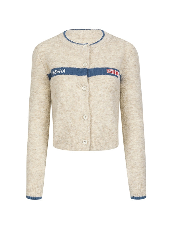 Retro Woolt Cardigan-Strick des Crew-Hals