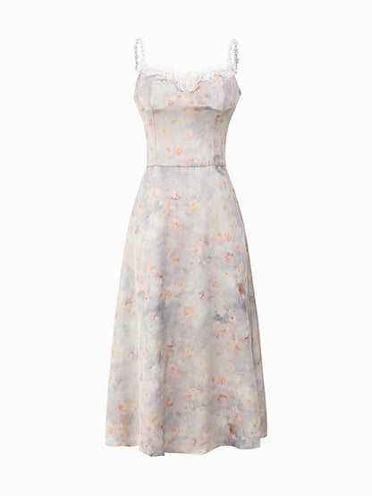 Flower Pale-Tone Lace Butterfly Camisole Dress