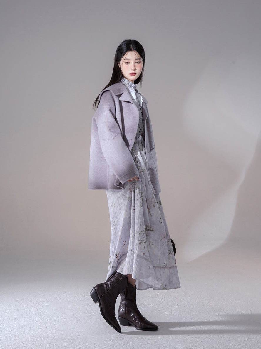 Big-Collar Retro Wool Long-Coat