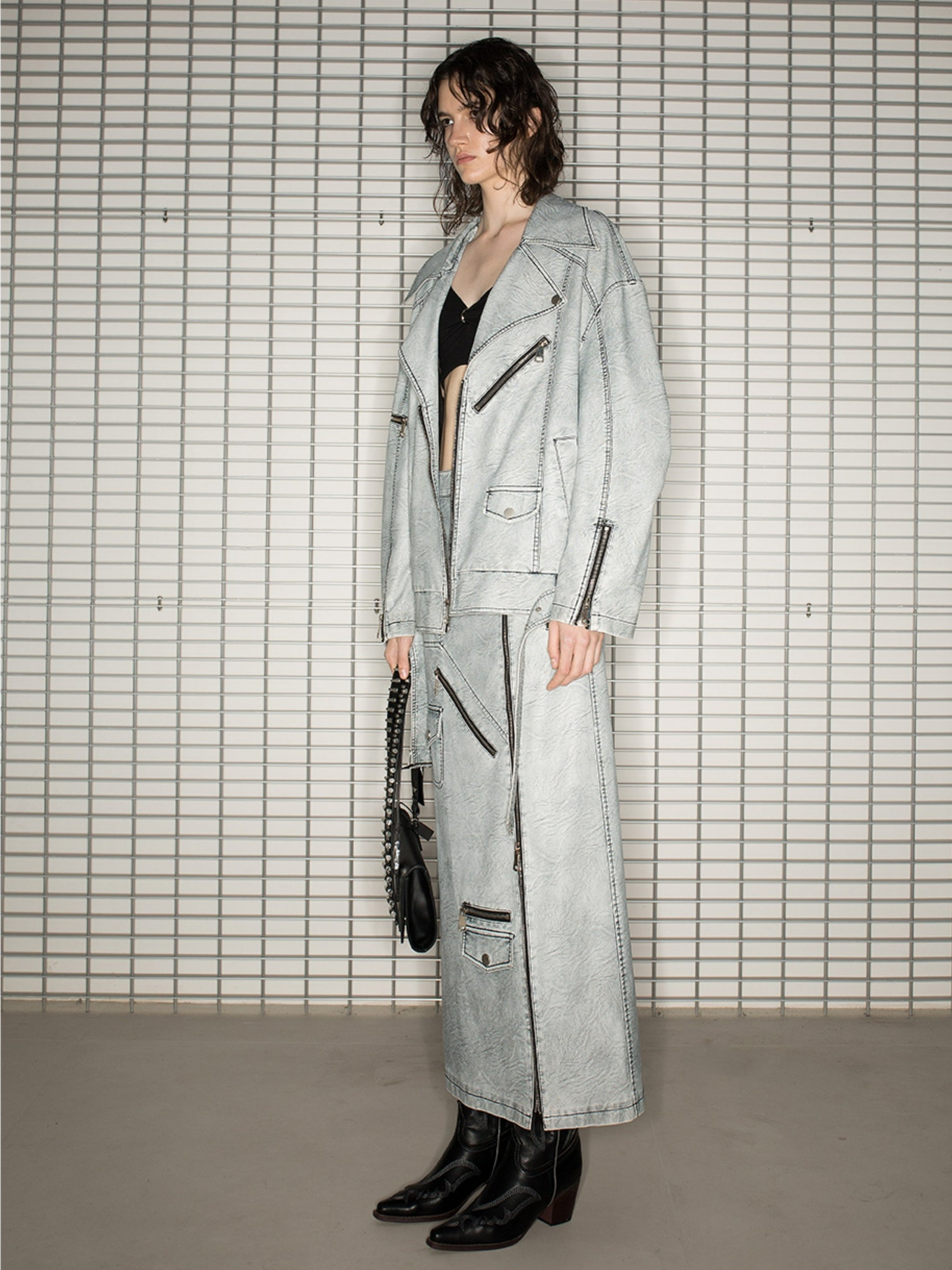 Nichi-Zip Oversize Handsome Jacket&amp;Long-Skirt