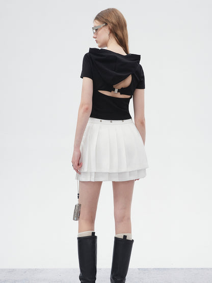 Tiered Pleats Mini Casual Sporty Short-Skirt