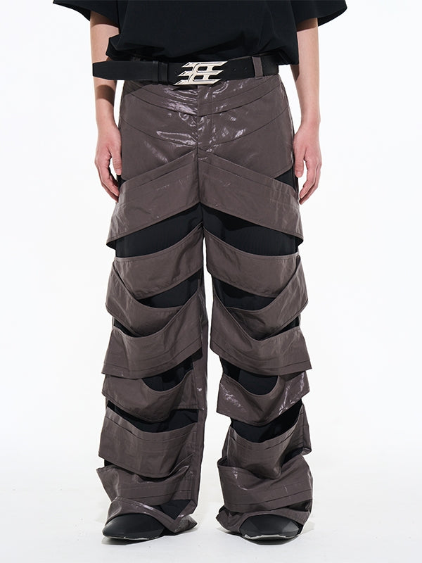 Nichi Unique Leather Wide Cut Wrap Pants