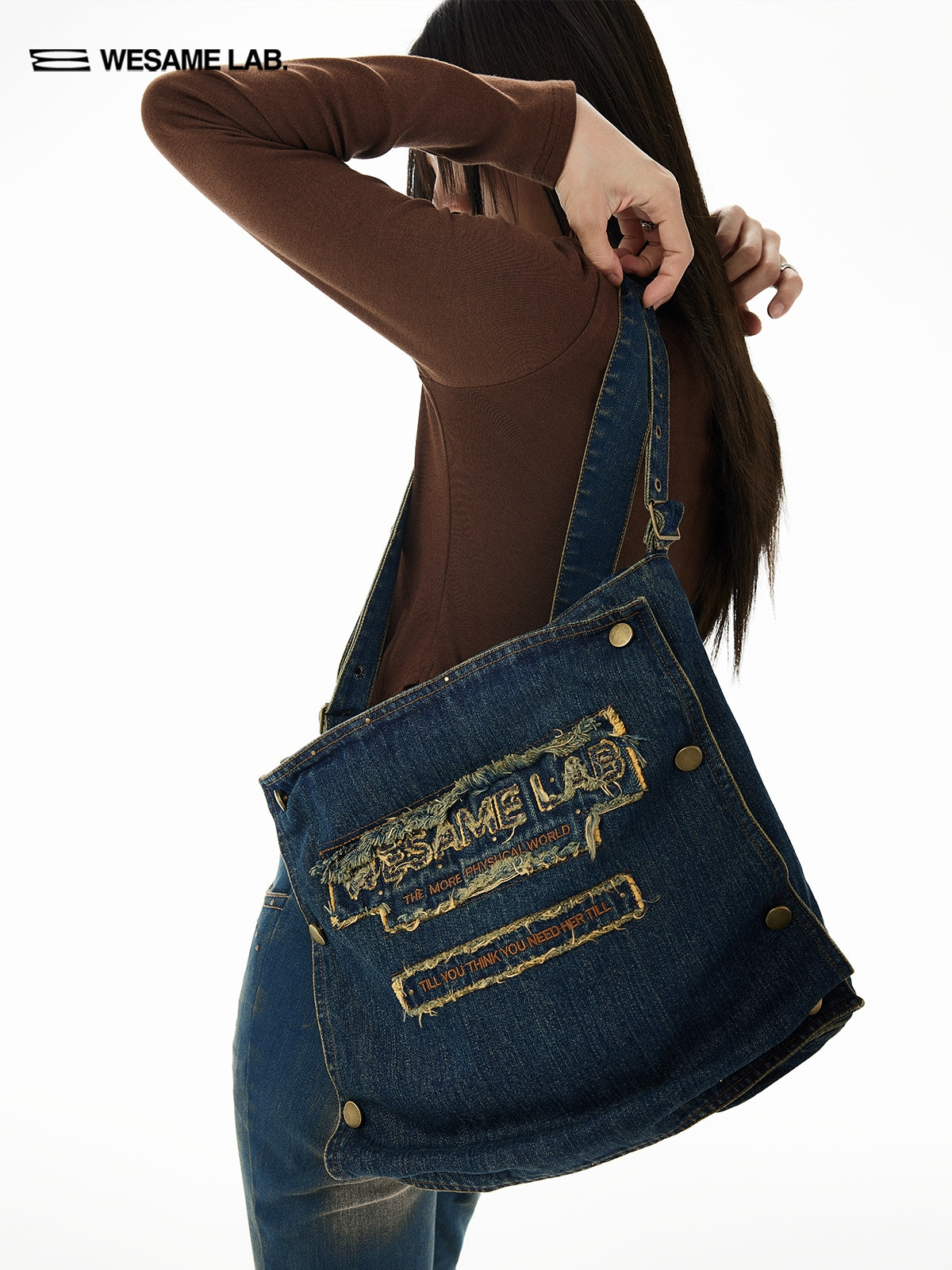 Denim Square Casual Embroidery Bag