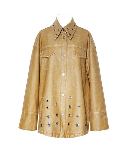 Leather Hole Speckled Oversize Cool Shirt