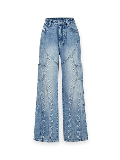 Damage Vintage Wide Loose Casual Denim Pants