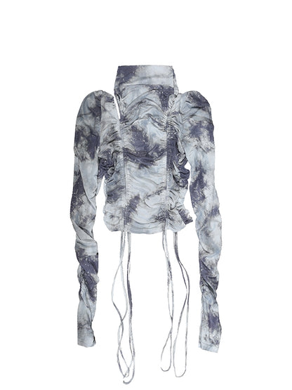 Tie-Dye Gather Cropped Tight Tops